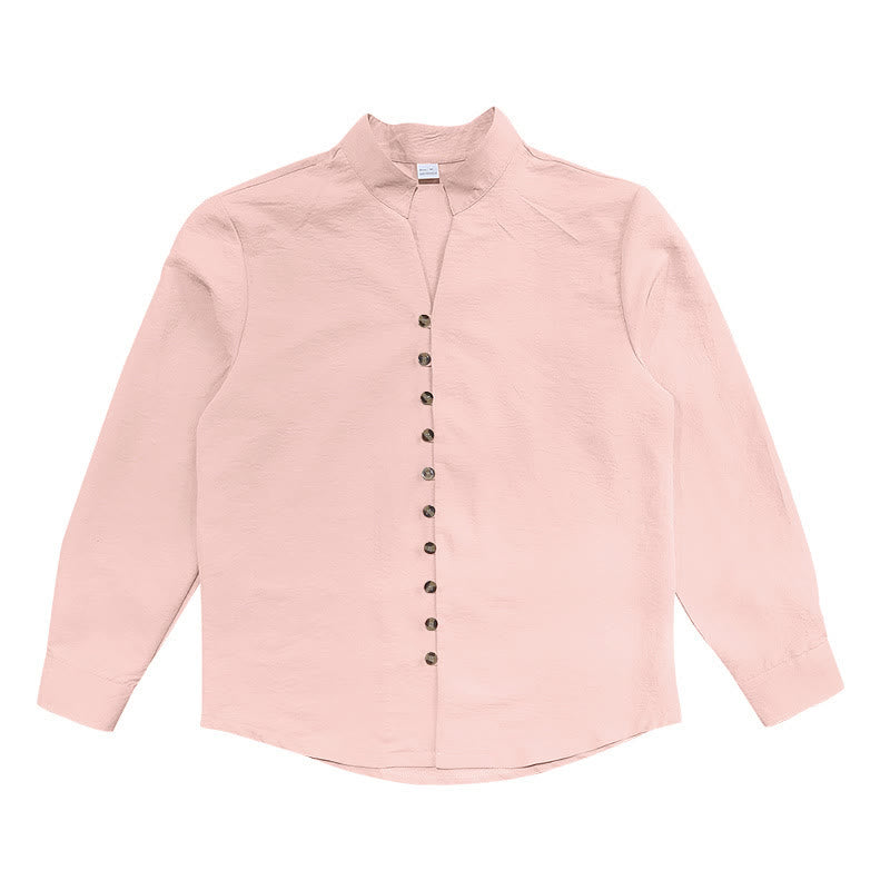 Chemise homme à manches longues et boutons de couleur unie avec Buddha Stones - image 14