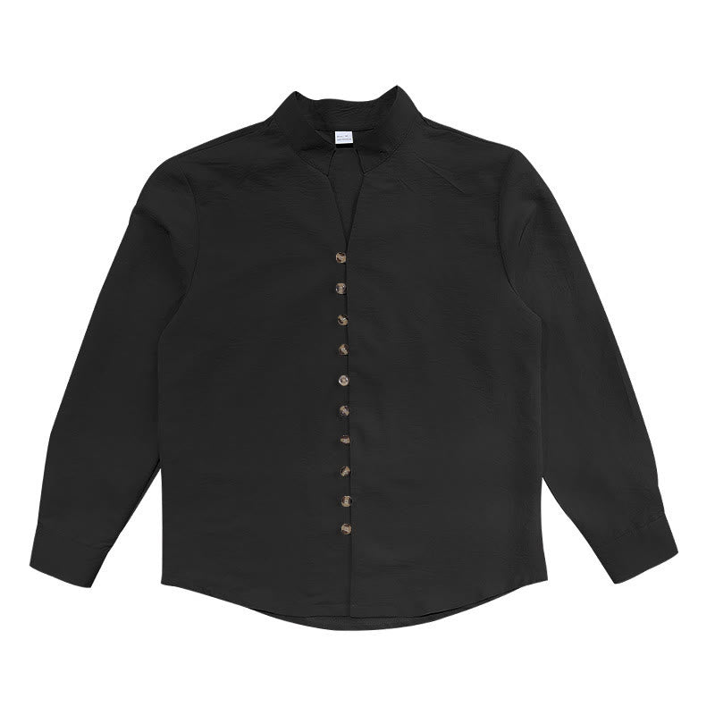 Chemise homme à manches longues et boutons de couleur unie avec Buddha Stones - image 17