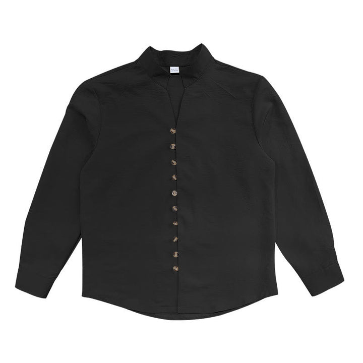 Chemise homme à manches longues et boutons de couleur unie avec Buddha Stones - image 17