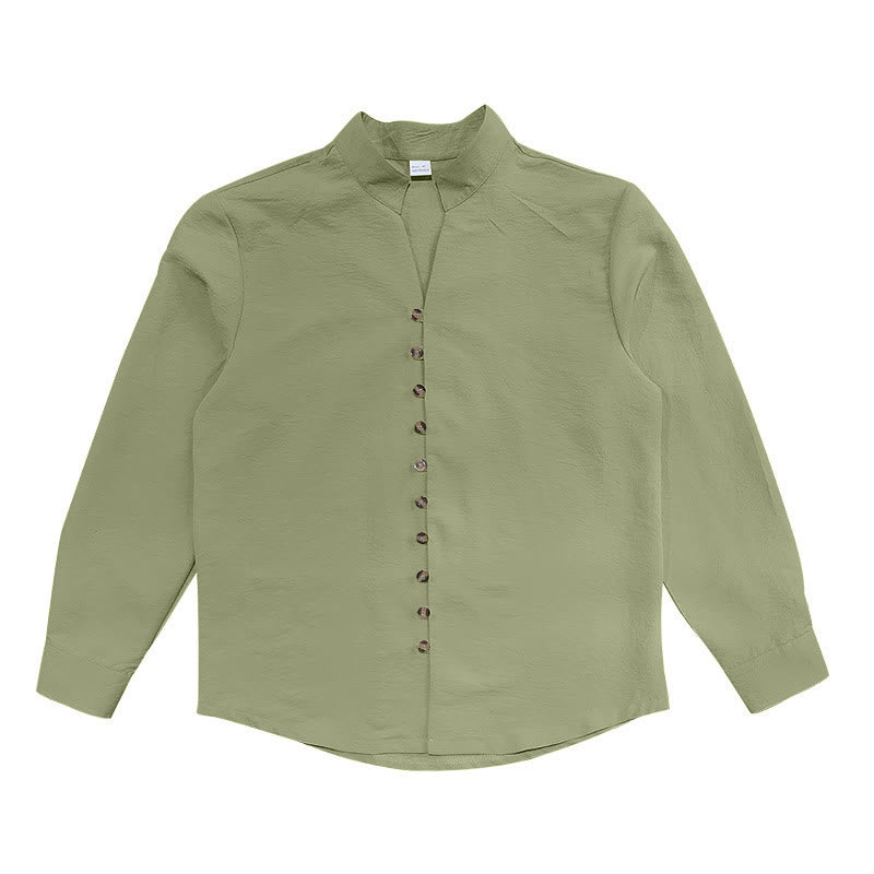 Chemise homme à manches longues et boutons de couleur unie avec Buddha Stones - image 20