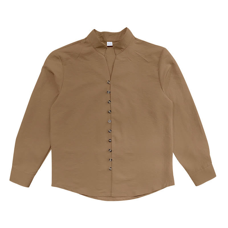 Chemise homme à manches longues et boutons de couleur unie avec Buddha Stones - image 23