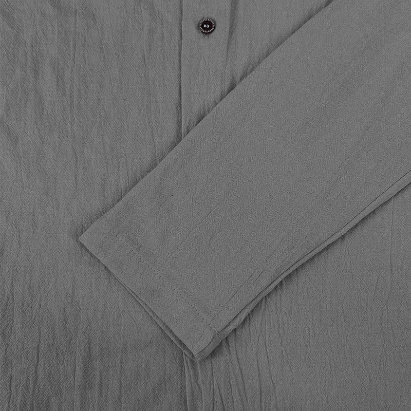 Chemise homme en lin à manches longues et capuche avec cordon de serrage et boutons, motif Buddha Stones, couleur unie - image 16