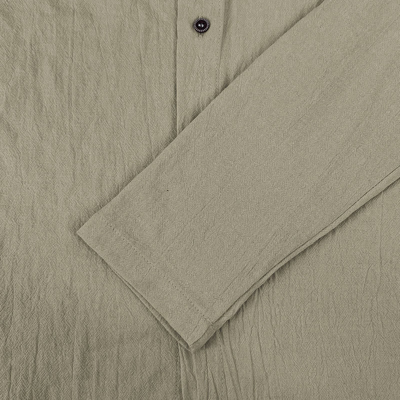 Chemise homme en lin à manches longues et capuche avec cordon de serrage et boutons, motif Buddha Stones, couleur unie - image 30