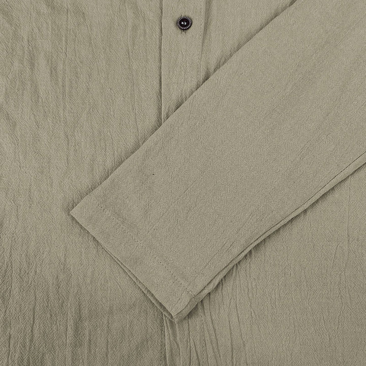 Chemise homme en lin à manches longues et capuche avec cordon de serrage et boutons, motif Buddha Stones, couleur unie - image 30