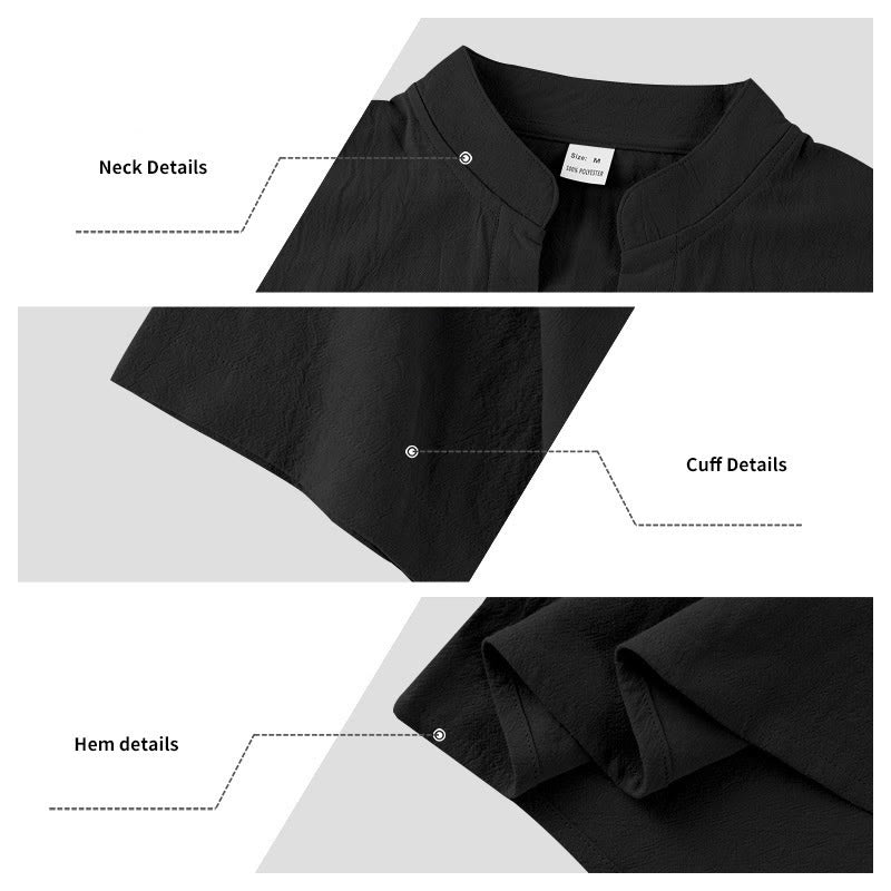 Chemise d'été en lin à manches courtes et demi-boutons pour homme Motif Buddha Stones - image 5