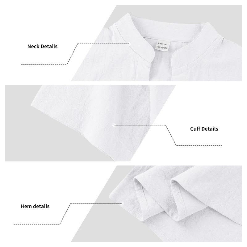 Chemise d'été en lin à manches courtes et demi-boutons pour homme Motif Buddha Stones - image 11