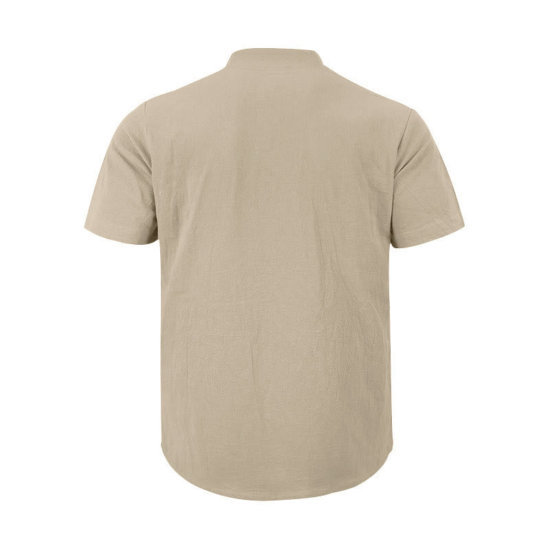 Chemise d'été en lin à manches courtes et demi-boutons pour homme Motif Buddha Stones - image 15