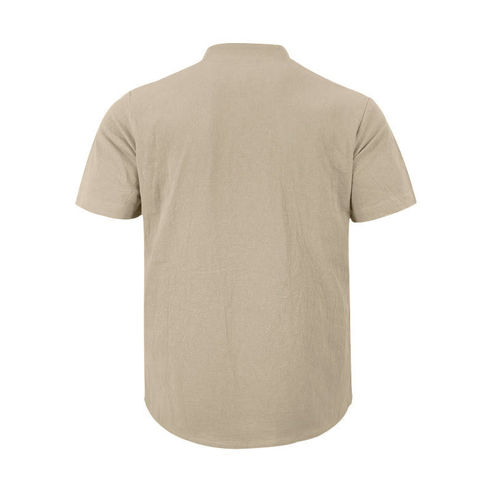 Chemise d'été en lin à manches courtes et demi-boutons pour homme Motif Buddha Stones - image 14
