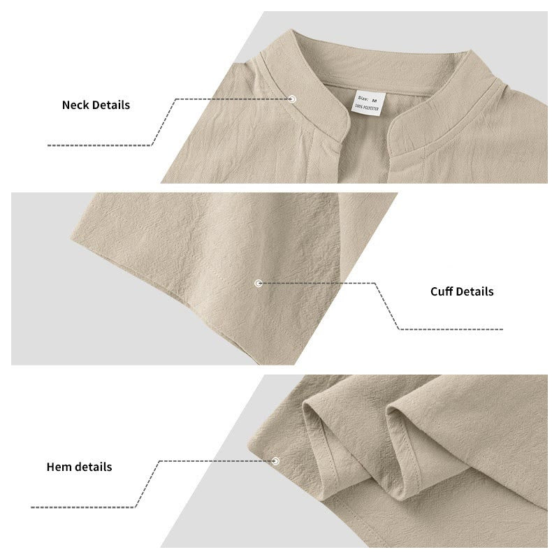 Chemise d'été en lin à manches courtes et demi-boutons pour homme Motif Buddha Stones - image 17