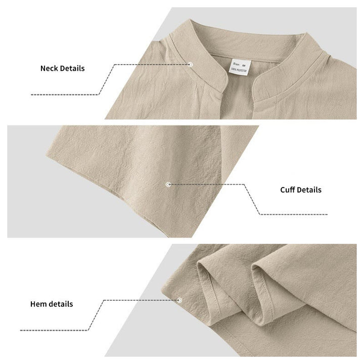 Chemise d'été en lin à manches courtes et demi-boutons pour homme Motif Buddha Stones - image 17