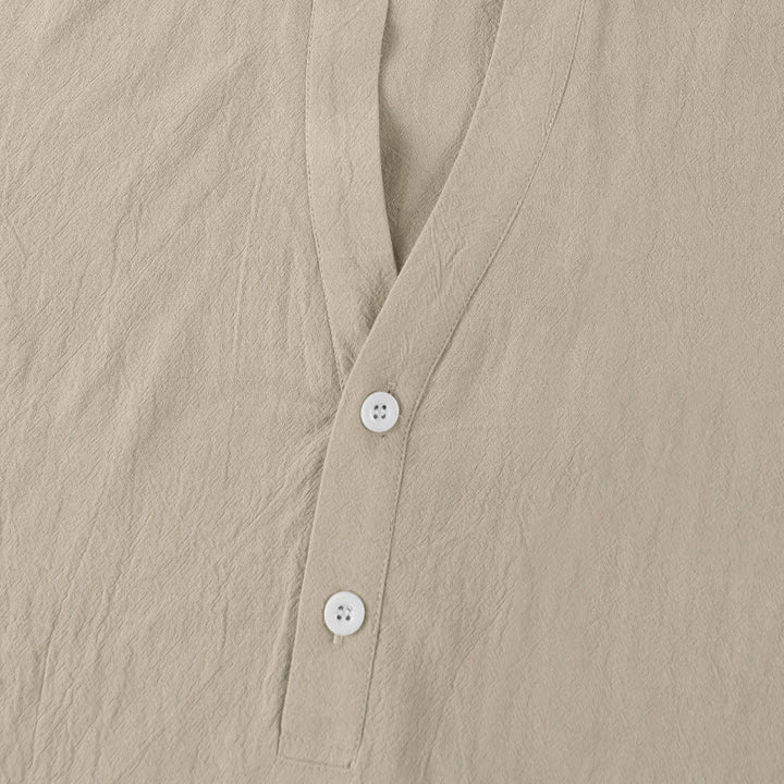 Chemise d'été en lin à manches courtes et demi-boutons pour homme Motif Buddha Stones - image 15