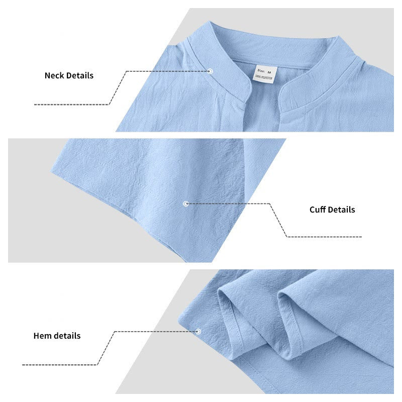 Chemise d'été en lin à manches courtes et demi-boutons pour homme Motif Buddha Stones - image 23