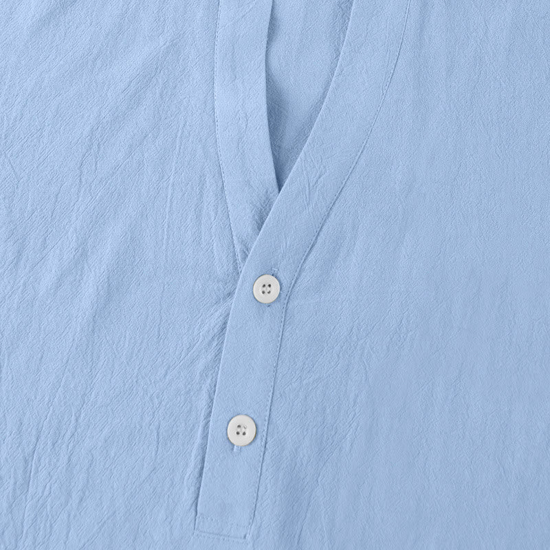 Chemise d'été en lin à manches courtes et demi-boutons pour homme Motif Buddha Stones - image 21
