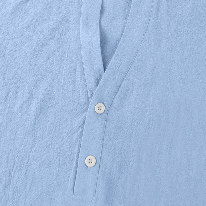 Chemise d'été en lin à manches courtes et demi-boutons pour homme Motif Buddha Stones - image 21