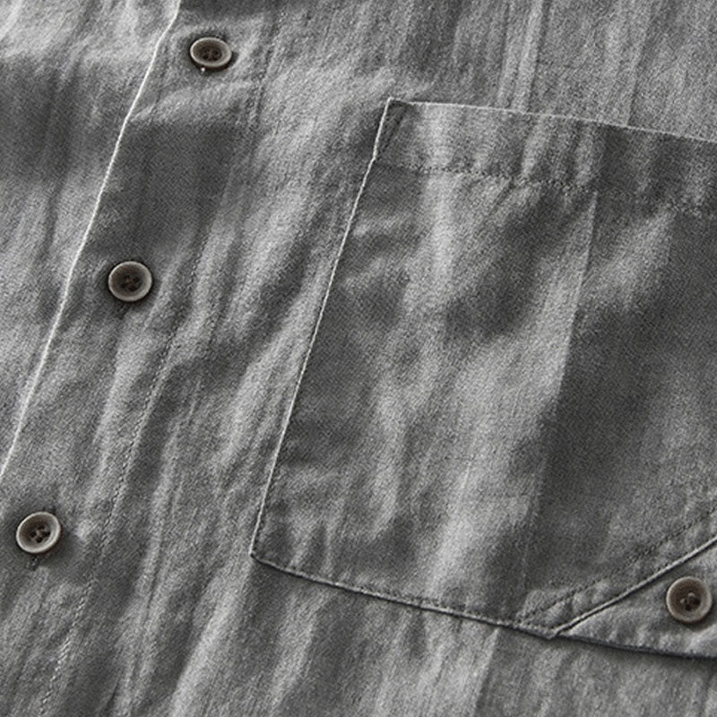 Chemise homme à manches courtes en lin et coton ramie avec boutons d'été Buddha Stones - image 6