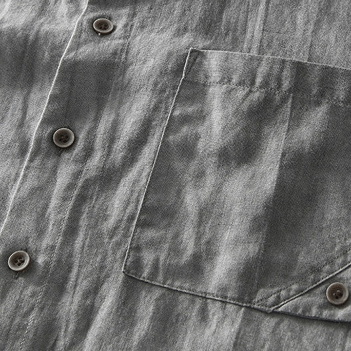 Chemise homme à manches courtes en lin et coton ramie avec boutons d'été Buddha Stones - image 6