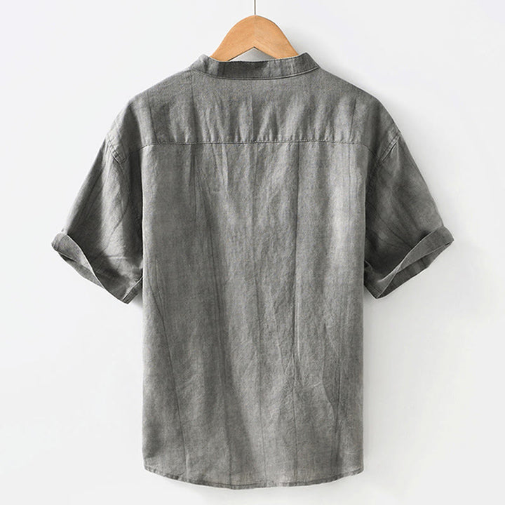 Chemise homme à manches courtes en lin et coton ramie avec boutons d'été Buddha Stones - image 3