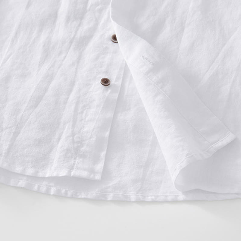 Chemise homme à manches courtes en lin et coton ramie avec boutons d'été Buddha Stones - image 13