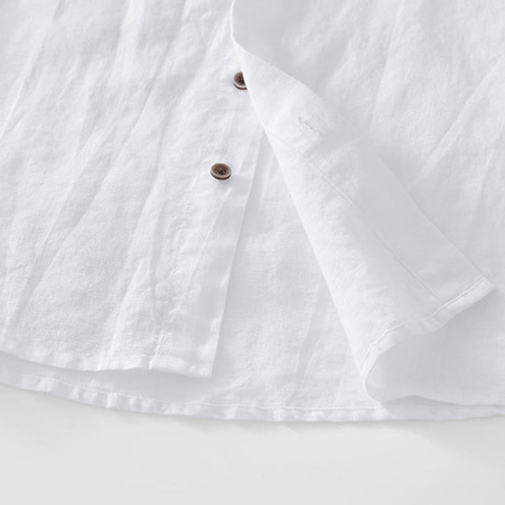 Chemise homme à manches courtes en lin et coton ramie avec boutons d'été Buddha Stones - image 13