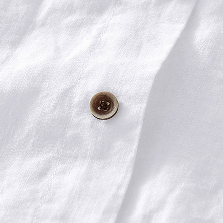 Chemise homme à manches courtes en lin et coton ramie avec boutons d'été Buddha Stones - image 12