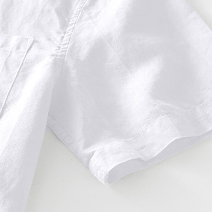 Chemise homme à manches courtes en lin et coton ramie avec boutons d'été Buddha Stones - image 10