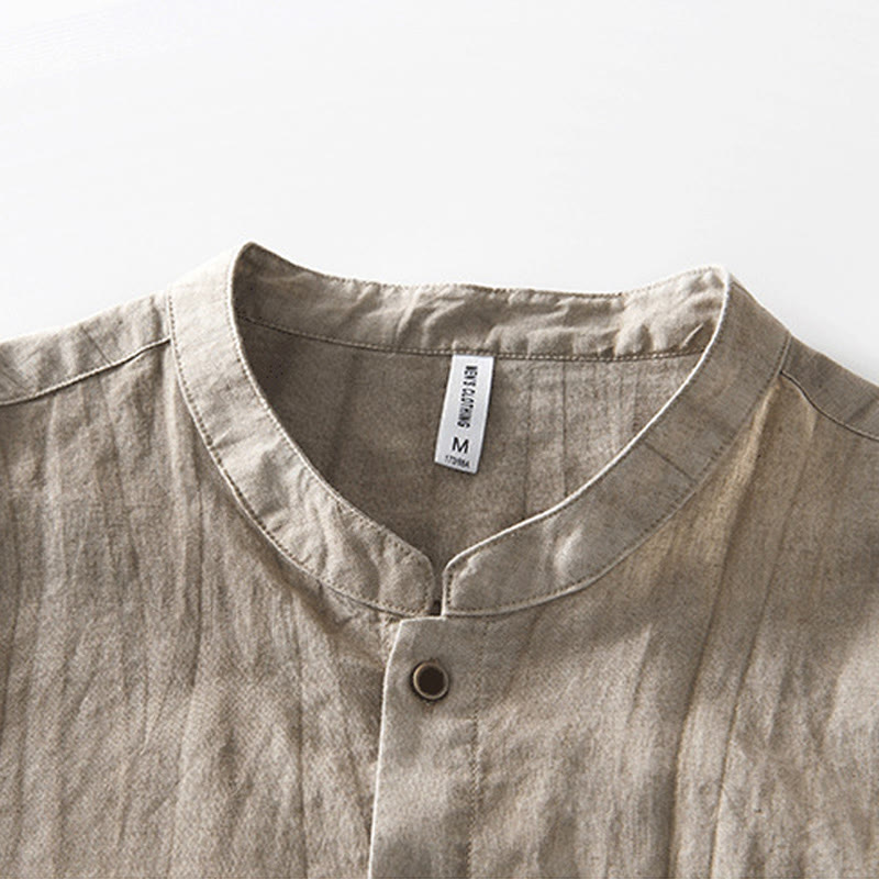 Chemise homme à manches courtes en lin et coton ramie avec boutons d'été Buddha Stones - image 17