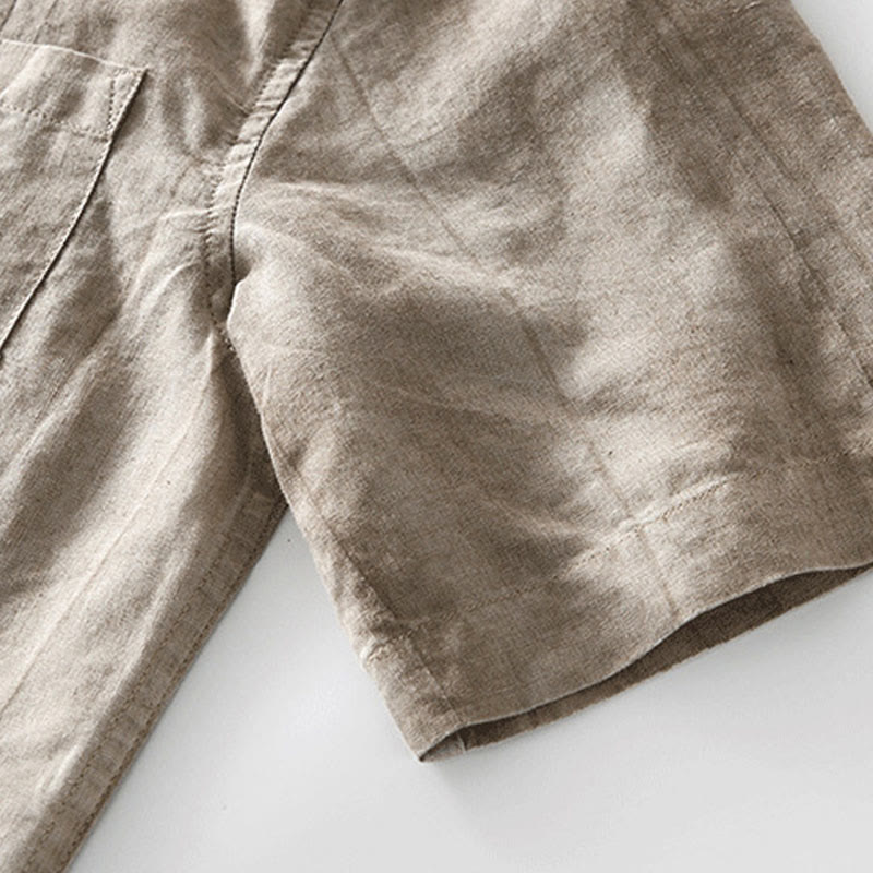 Chemise homme à manches courtes en lin et coton ramie avec boutons d'été Buddha Stones - image 18