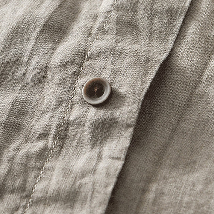 Chemise homme à manches courtes en lin et coton ramie avec boutons d'été Buddha Stones - image 20