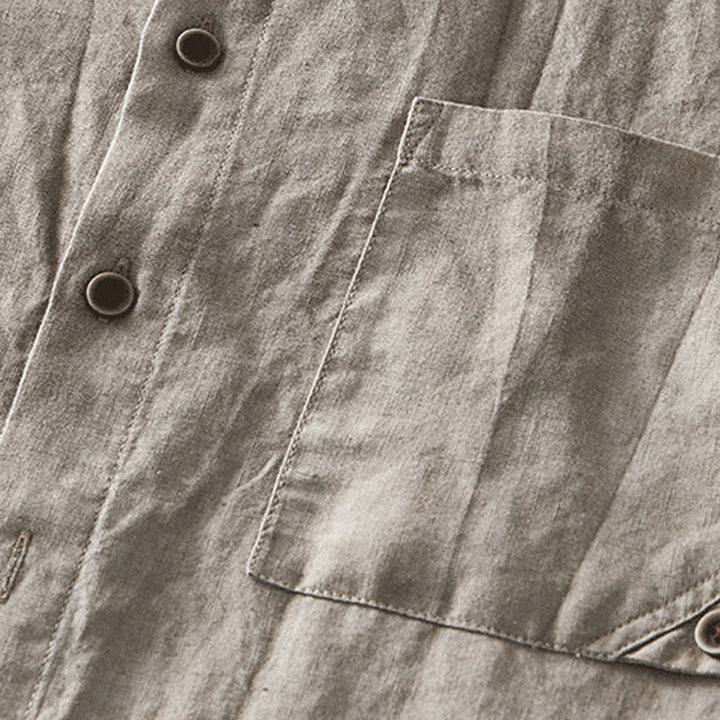 Chemise homme à manches courtes en lin et coton ramie avec boutons d'été Buddha Stones - image 19