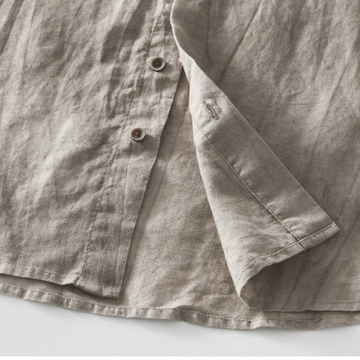 Chemise homme à manches courtes en lin et coton ramie avec boutons d'été Buddha Stones - image 21