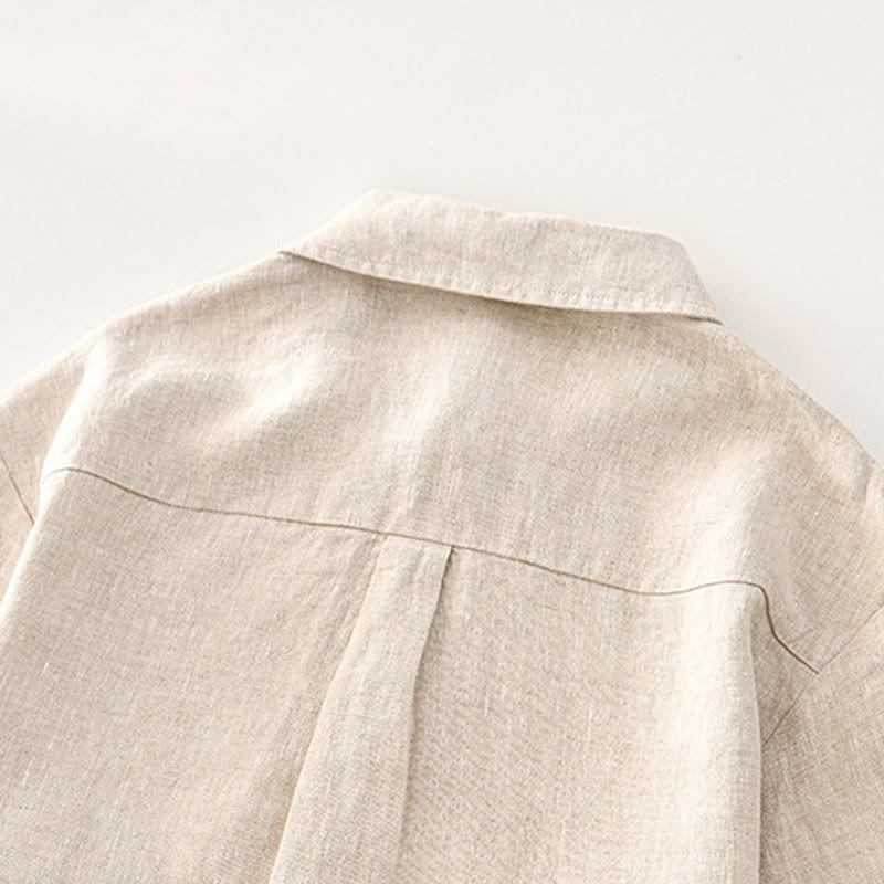 Chemise d'été en lin à manches courtes et boutons pour homme avec poches et motif Buddha Stones - image 4