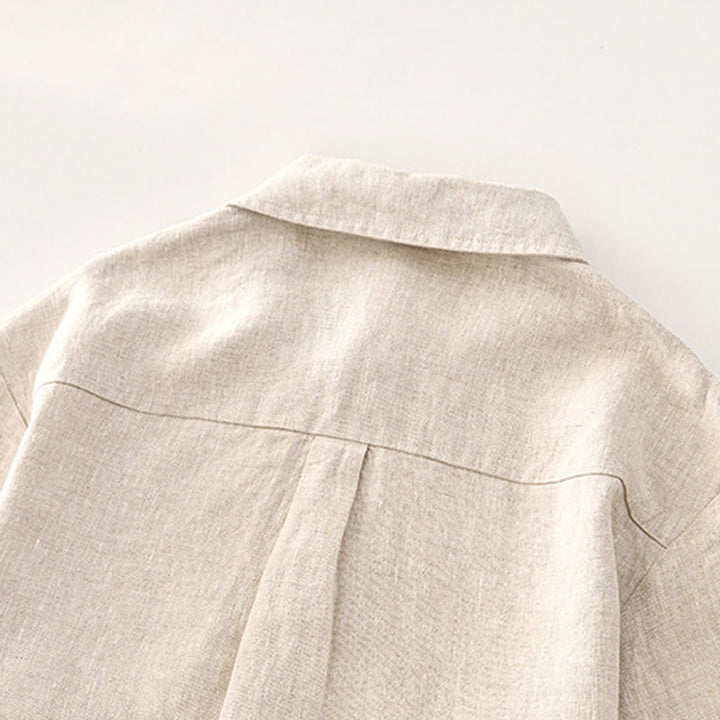 Chemise d'été en lin à manches courtes et boutons pour homme avec poches et motif Buddha Stones - image 4