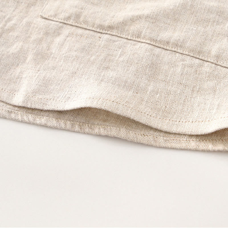 Chemise d'été en lin à manches courtes et boutons pour homme avec poches et motif Buddha Stones - image 8