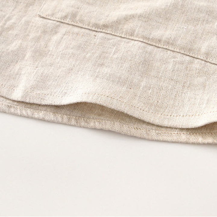 Chemise d'été en lin à manches courtes et boutons pour homme avec poches et motif Buddha Stones - image 8