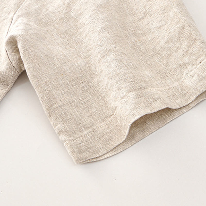 Chemise d'été en lin à manches courtes et boutons pour homme avec poches et motif Buddha Stones - image 6