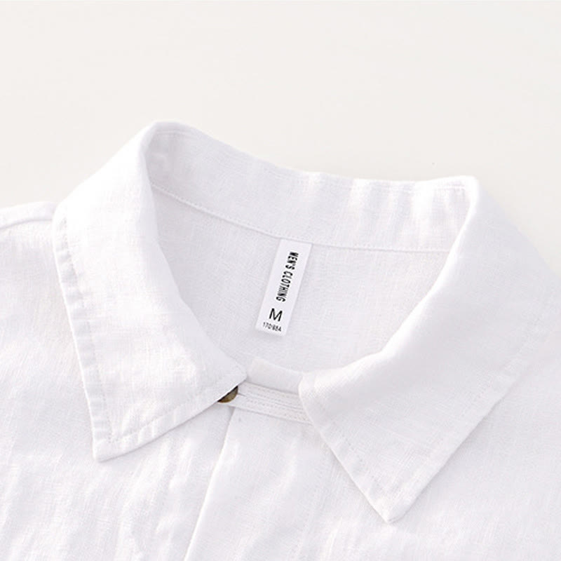Chemise d'été en lin à manches courtes et boutons pour homme avec poches et motif Buddha Stones - image 11