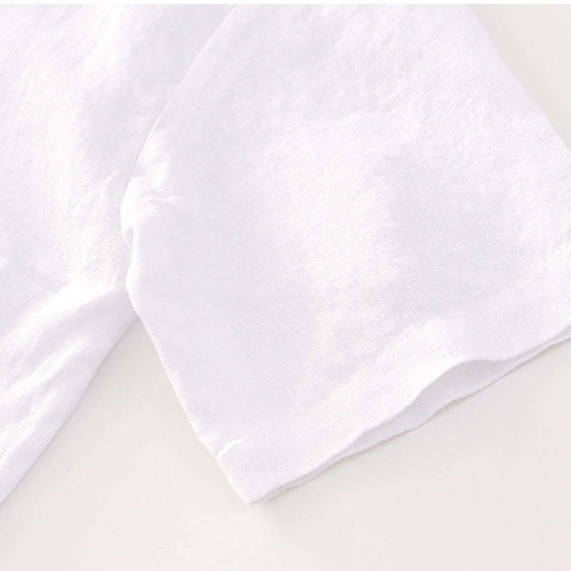 Chemise d'été en lin à manches courtes et boutons pour homme avec poches et motif Buddha Stones - image 11