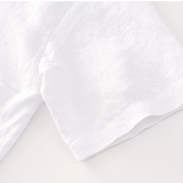 Chemise d'été en lin à manches courtes et boutons pour homme avec poches et motif Buddha Stones - image 11