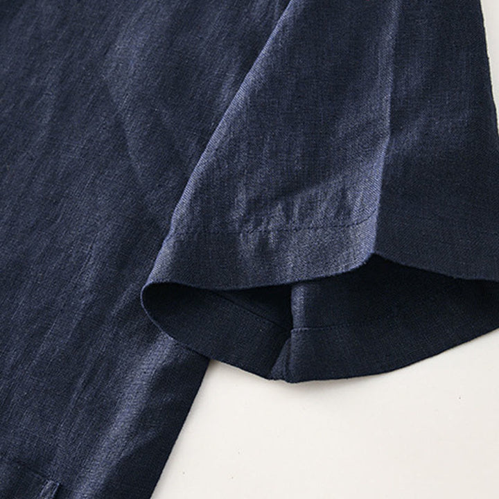 Chemise d'été en lin à manches courtes et boutons pour homme avec poches et motif Buddha Stones - image 20