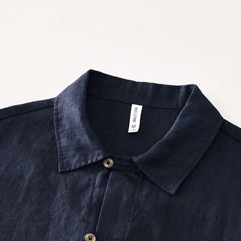 Chemise d'été en lin à manches courtes et boutons pour homme avec poches et motif Buddha Stones - image 16