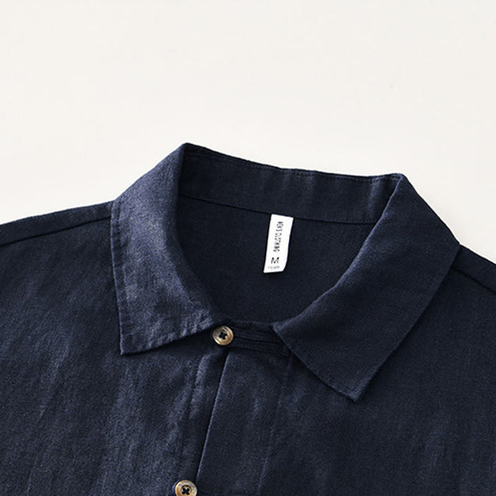 Chemise d'été en lin à manches courtes et boutons pour homme avec poches et motif Buddha Stones - image 16