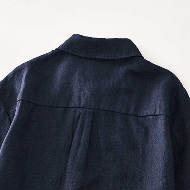 Chemise d'été en lin à manches courtes et boutons pour homme avec poches et motif Buddha Stones - image 18
