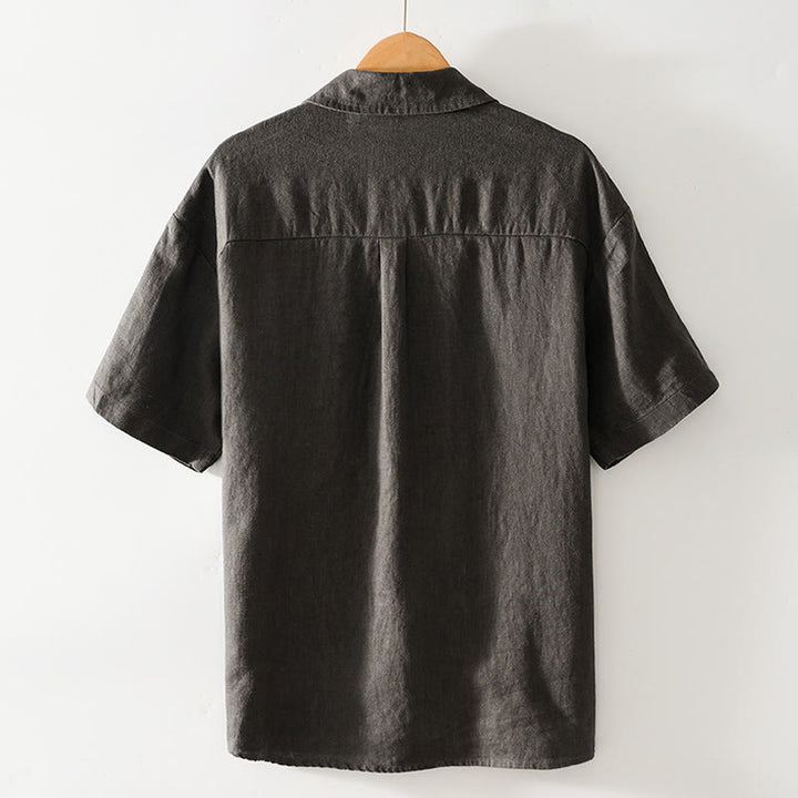 Chemise d'été en lin à manches courtes et boutons pour homme avec poches et motif Buddha Stones - image 23