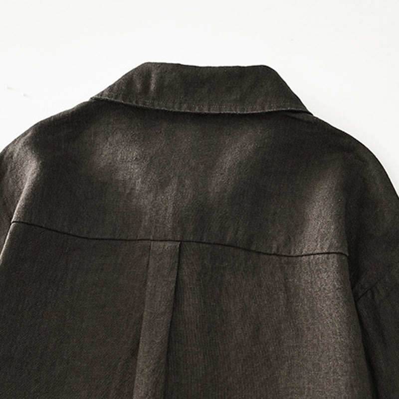 Chemise d'été en lin à manches courtes et boutons pour homme avec poches et motif Buddha Stones - image 24