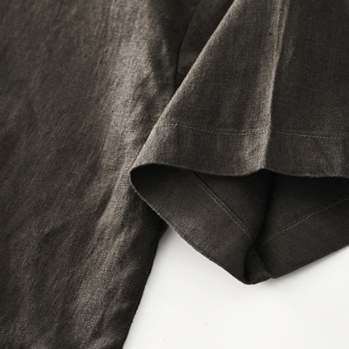 Chemise d'été en lin à manches courtes et boutons pour homme avec poches et motif Buddha Stones - image 27