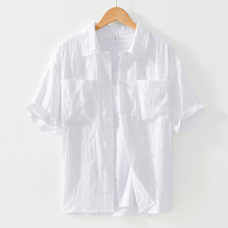 Chemise d'été à manches courtes et boutons pour homme avec deux poches Motif Buddha Stones - Blanc - US/UK/AU42，EU52 (3XL) - image 12