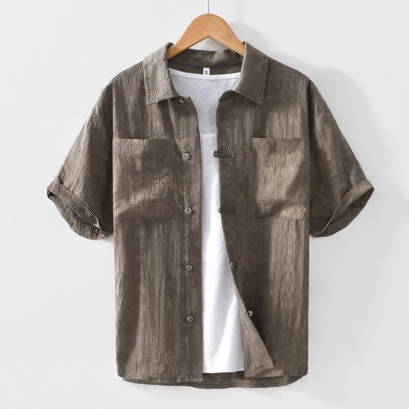 Chemise d'été à manches courtes et boutons pour homme avec deux poches Motif Buddha Stones - Tanné - US/UK/AU42，EU52 (3XL) - image 19