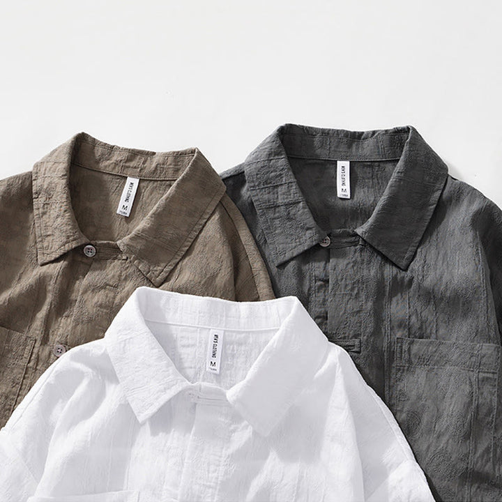 Chemise d'été à manches courtes et boutons pour homme avec deux poches Motif Buddha Stones - image 18