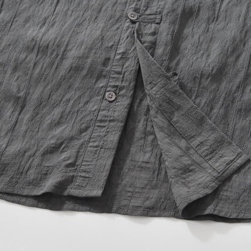 Chemise d'été à manches courtes et boutons pour homme avec deux poches Motif Buddha Stones - image 9