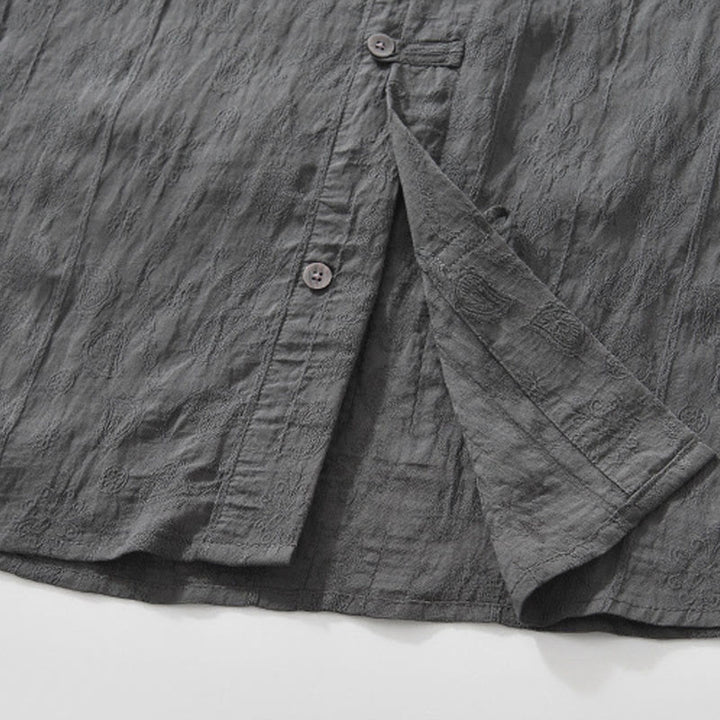 Chemise d'été à manches courtes et boutons pour homme avec deux poches Motif Buddha Stones - image 9
